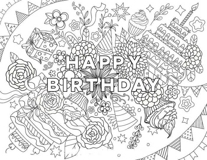 Hard Happy Birthday Coloring Pages