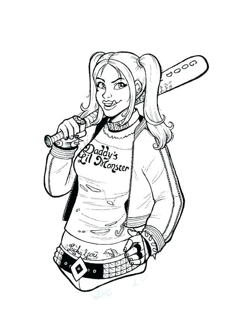 Harley Quinn Coloring Pages Clip Art image best