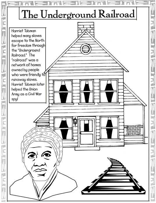 Harriet Tubman Underground Railroad Coloring Page