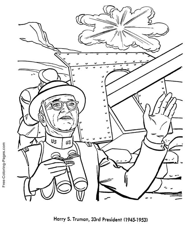 Harry Truman Presidents Day Coloring Page