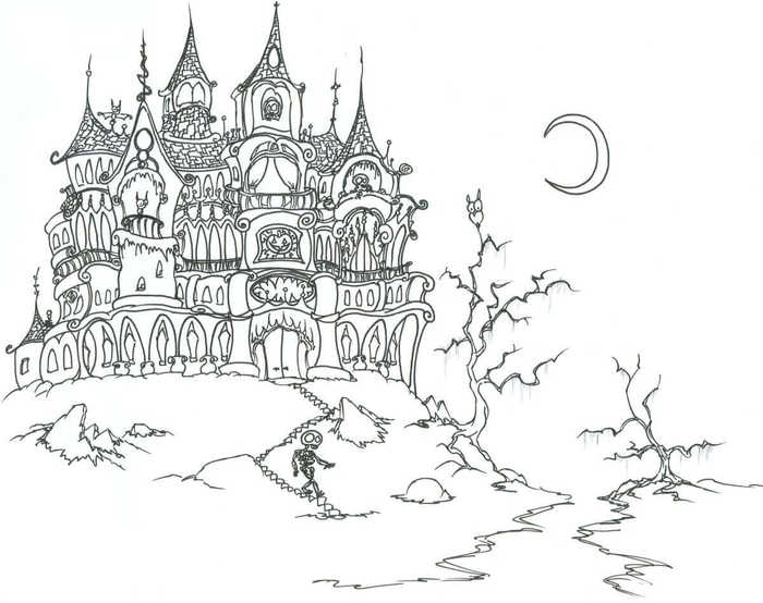 Haunted House Coloring Pages For Adults