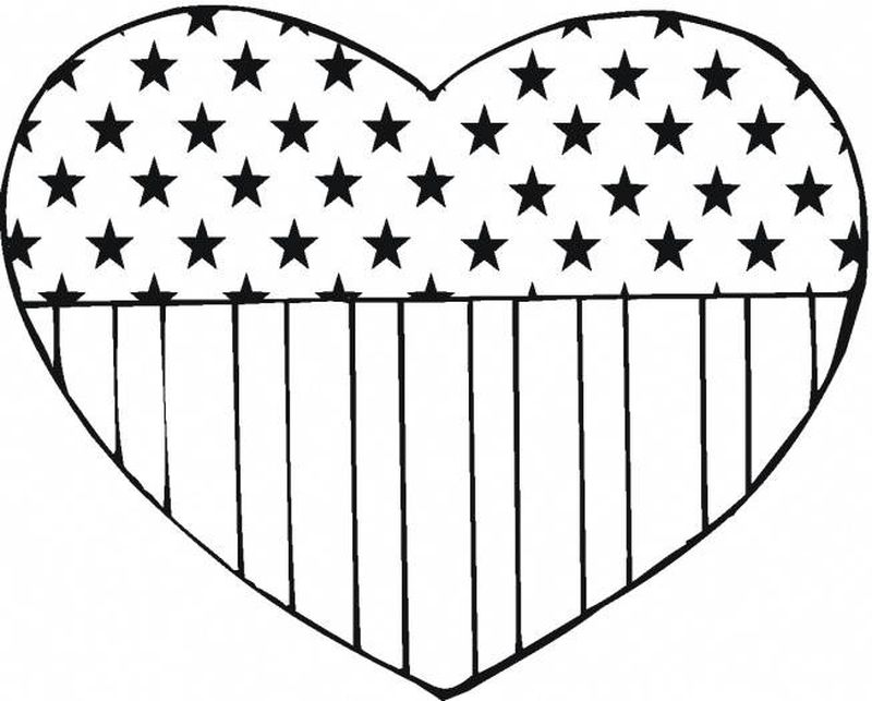 Heart American Flag Coloring Pages