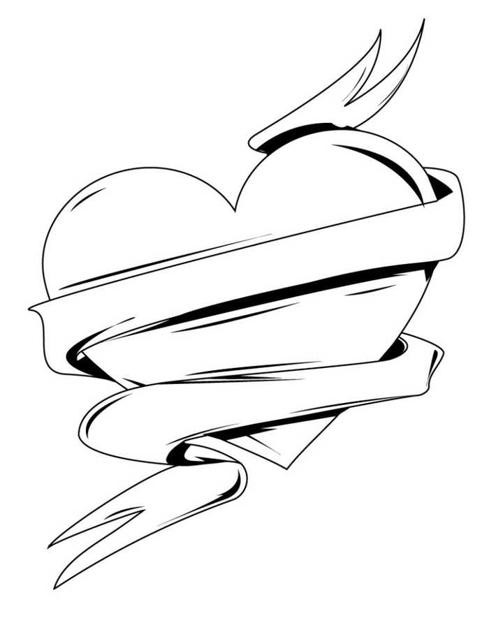 Heart Banner Coloring Pages