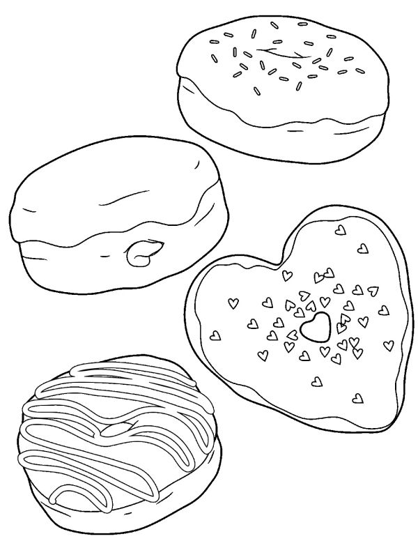 Heart Donut Coloring Page
