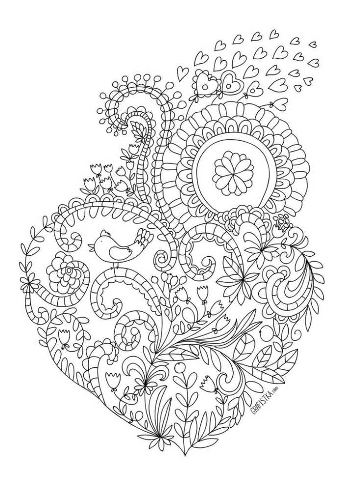 Heart Drawing For Adults To Color