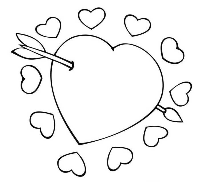 Hearts And Paintbrush Love Art Coloring Page