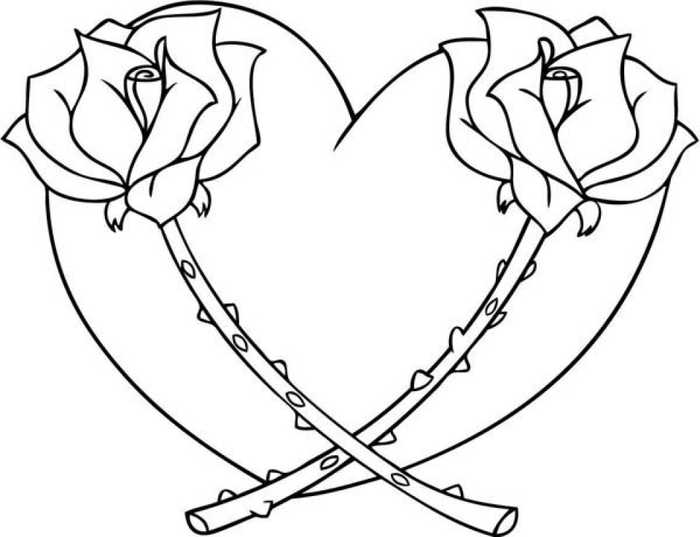 Hearts And Roses Coloring Page