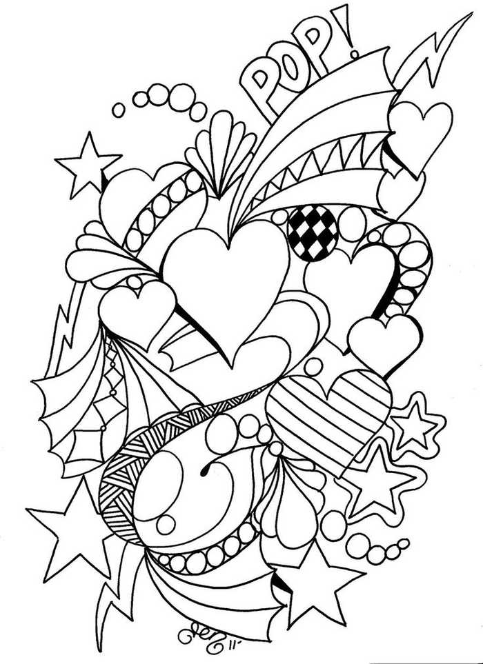 Hearts Art Picture To Color