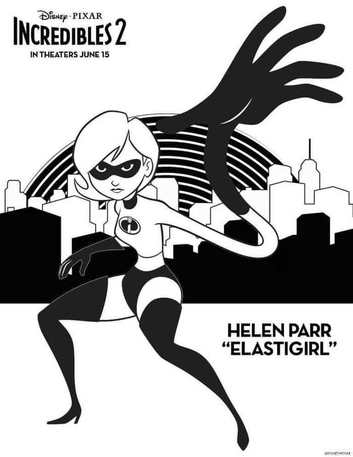 Helen Parr Elastigirl Incredibles Coloring Sheet