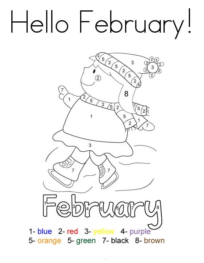 Hello February Coloring Pages Free