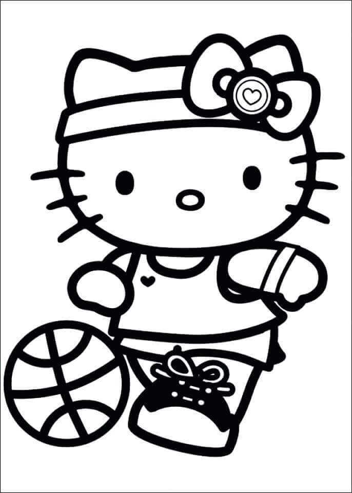 Hello Kitty Basketball Coloring Page