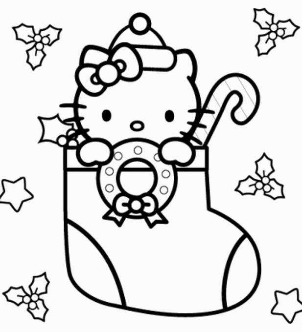 Hello Kitty Christmas Stocking Coloring Pages