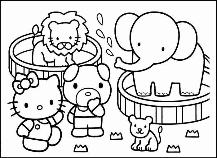 Hello Kitty Circus Coloring Page For Kindergarten