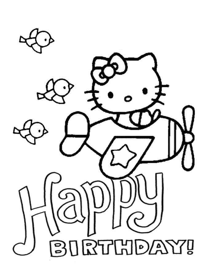 Hello Kitty Happy Birthday Coloring Pages