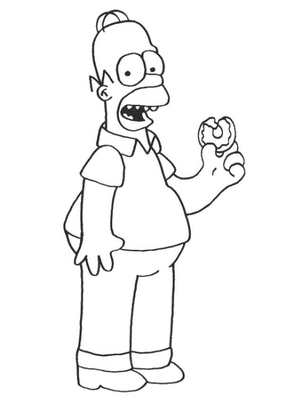 Homer Eating Donut Coloring Page