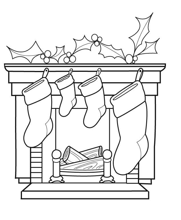 Hung Christmas Stocking Coloring Pages