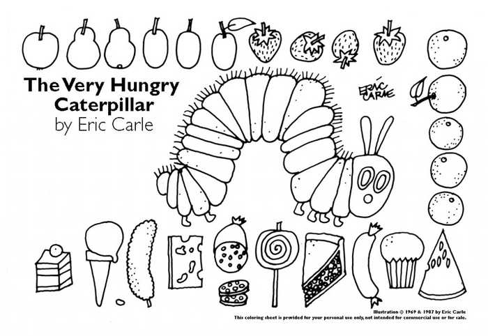 Hungry Caterpillar Coloring Page For Kindergarten