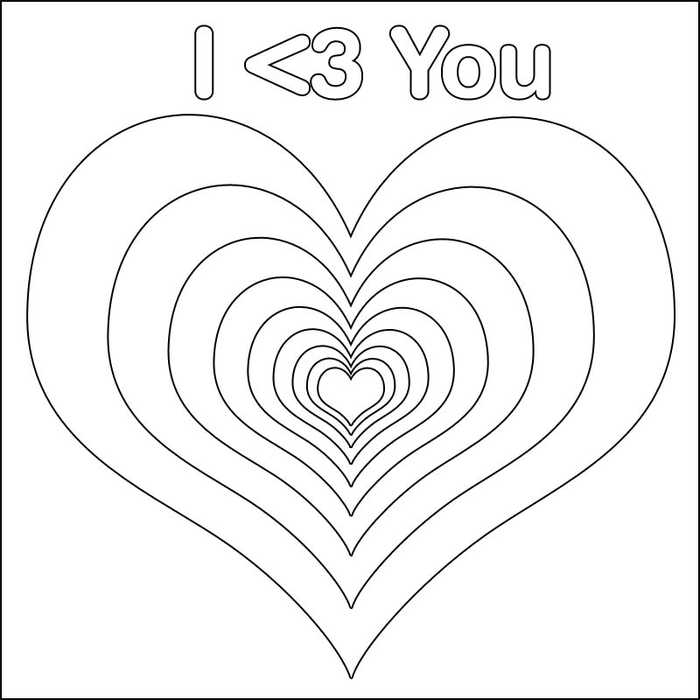I Heart You Coloring Page
