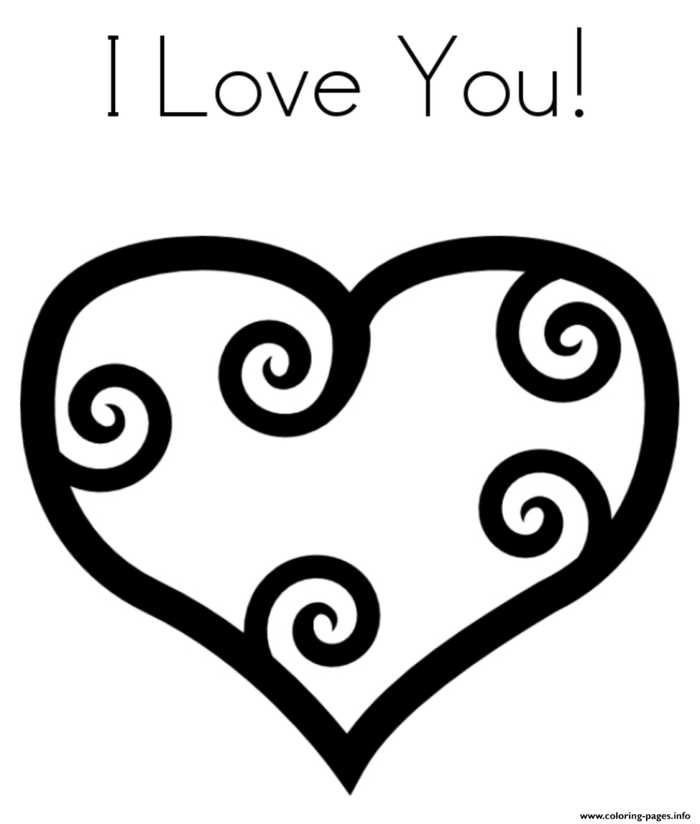 I Love You Heart Coloring Page Printable