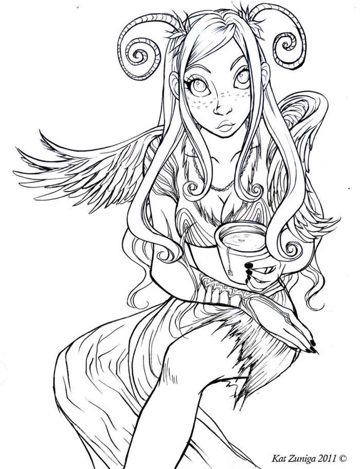 dark fairies coloring pages