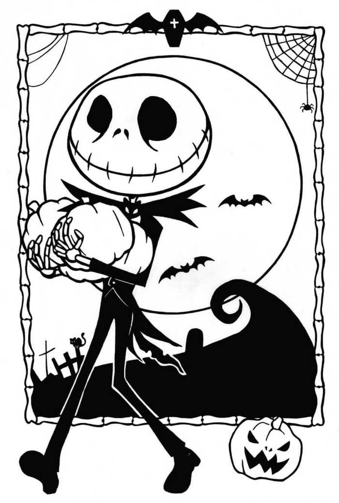 Jack Skellington From Nightmare Before Christmas Coloring Pages