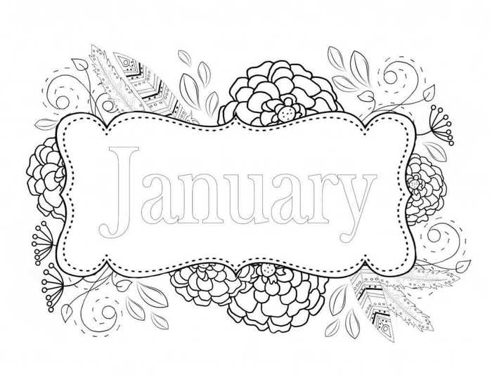 January Coloring Image Printable
