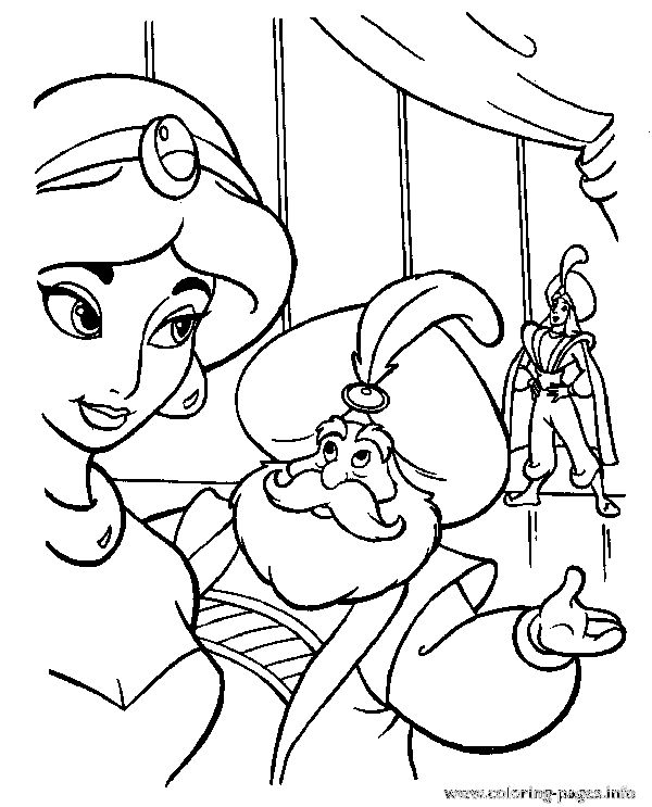 Jasmine And Her Father Disney S Coloring Pages Printable