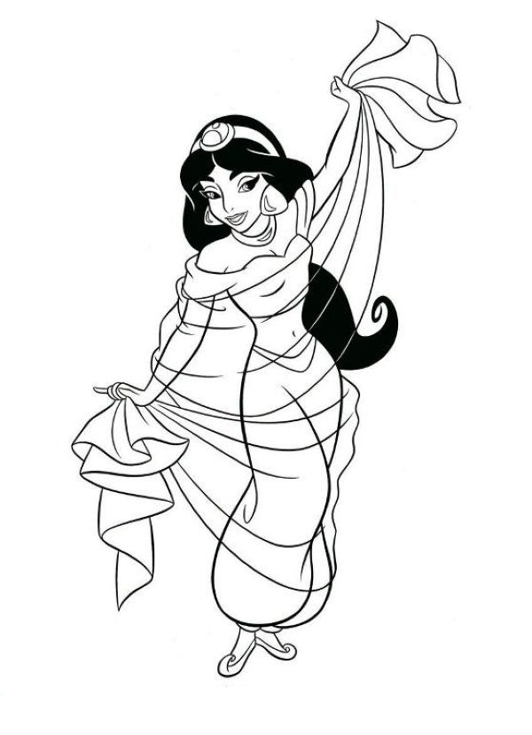 Jasmine Dancing Disney Princess Scbc Coloring Pages Printable