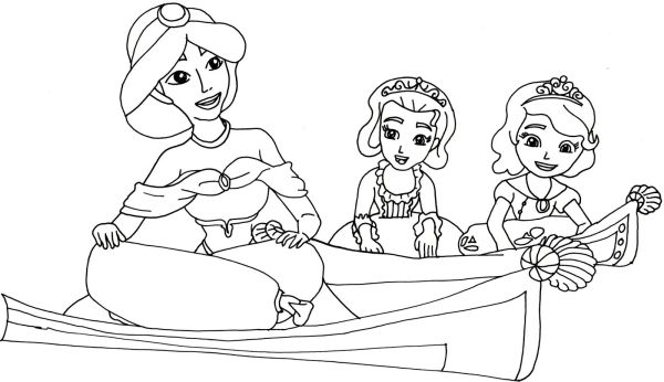 Jasmine Sofia the First Coloring Pages