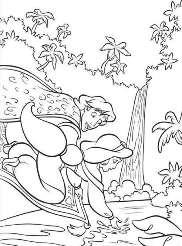 Jasmine Touches Water Disney Sc Coloring Pages Printable