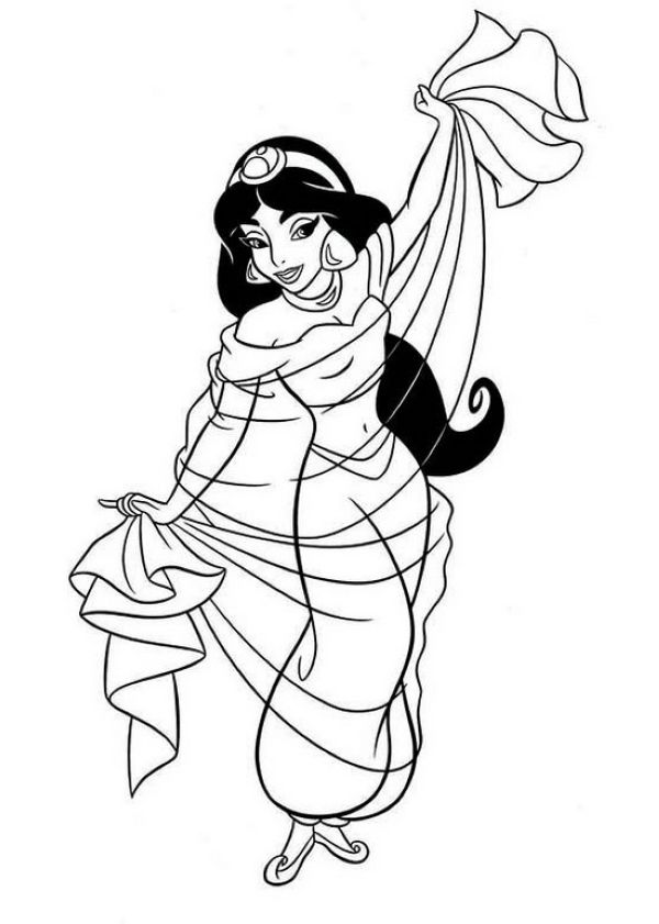 Jasmine Trying to wear New Cloth Coloring Picture