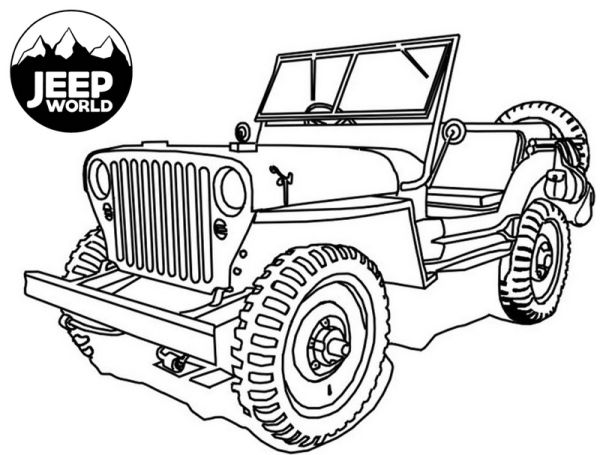 Jeep Wrangler Big Wheels Coloring Page