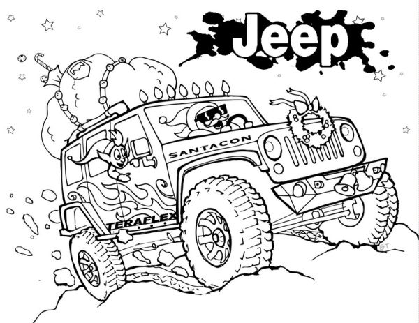 Jeep Wrangler Off Road Monster Coloring Page