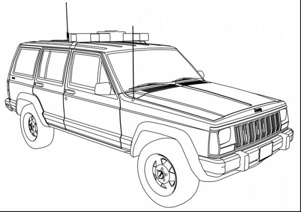 Jeep car police coloring pages