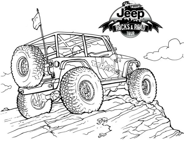 Jeep on Mountain Coloring Pages