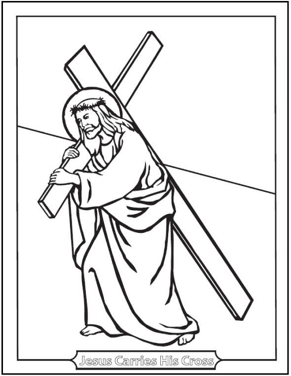 Jesus Carrying Cross Lent Coloring Pages