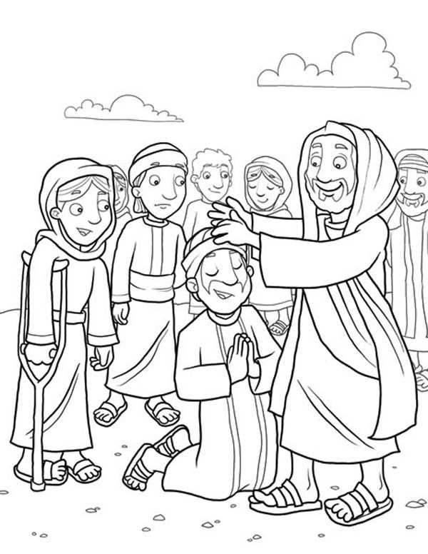Jesus Heals The Sick Christian Bible Coloring Pages