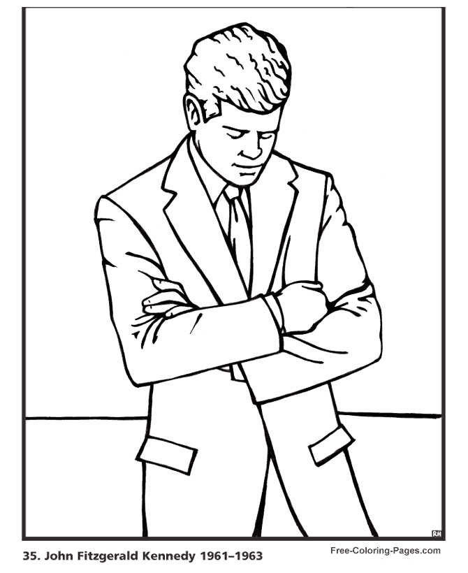 Jfk Presidents Day Coloring Page