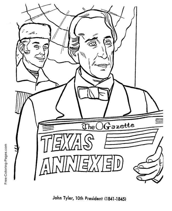 John Tyler Presidents Day Coloring Page