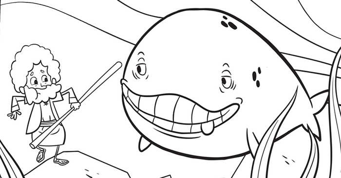 Jonah And Whale Sunday School Coloring Page