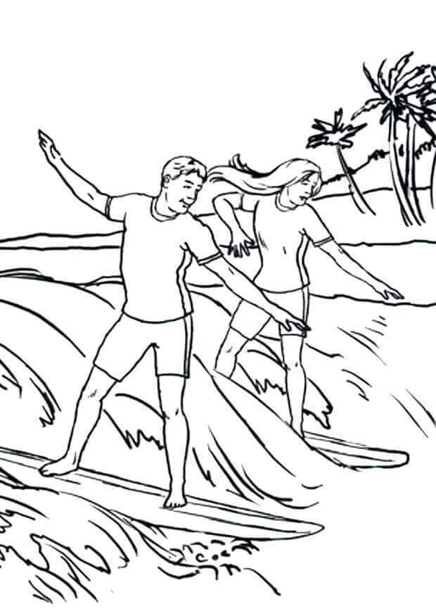 June Surfing Coloring Page