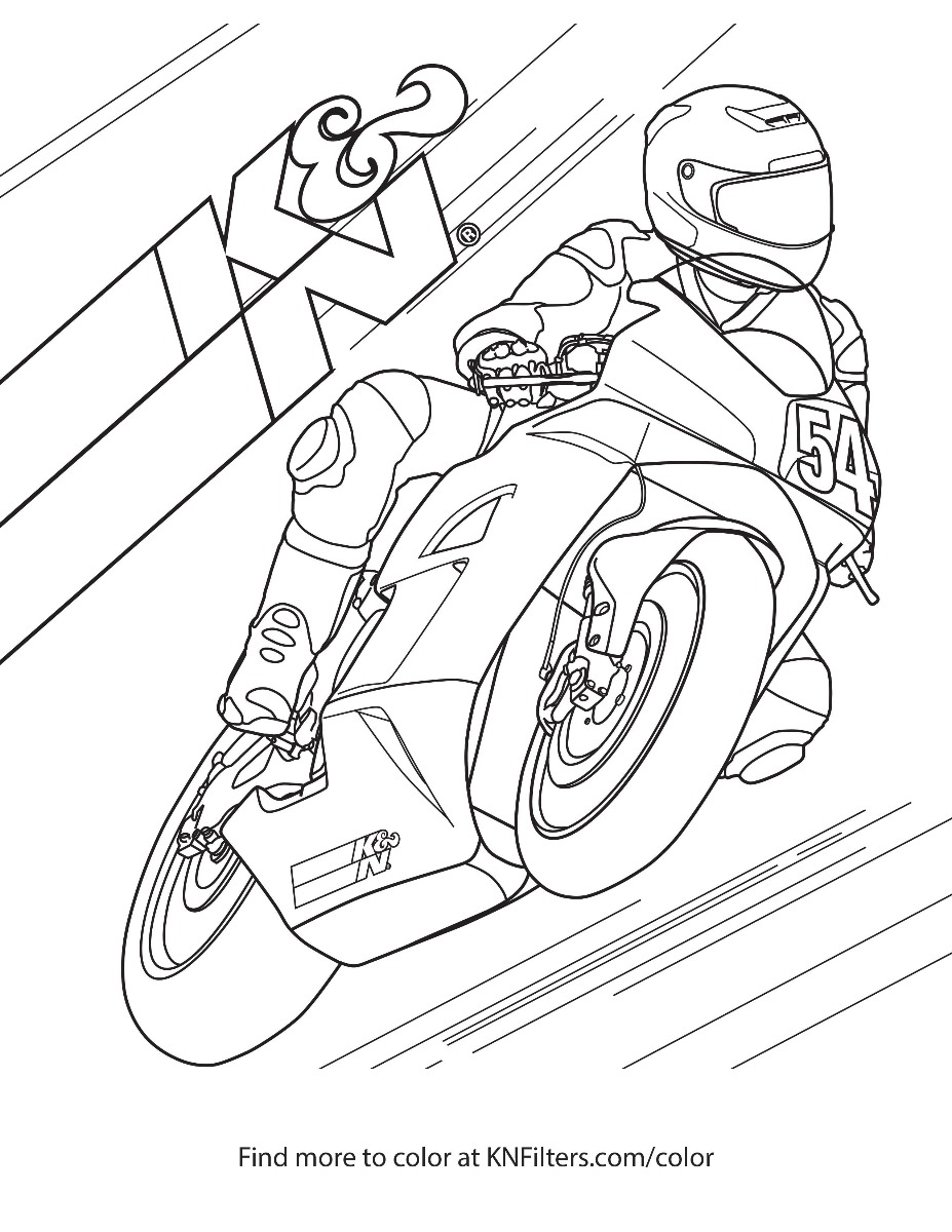 k&n motorcycle racing coloring pages