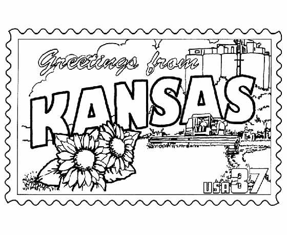 Kansas Stamp Coloring Page
