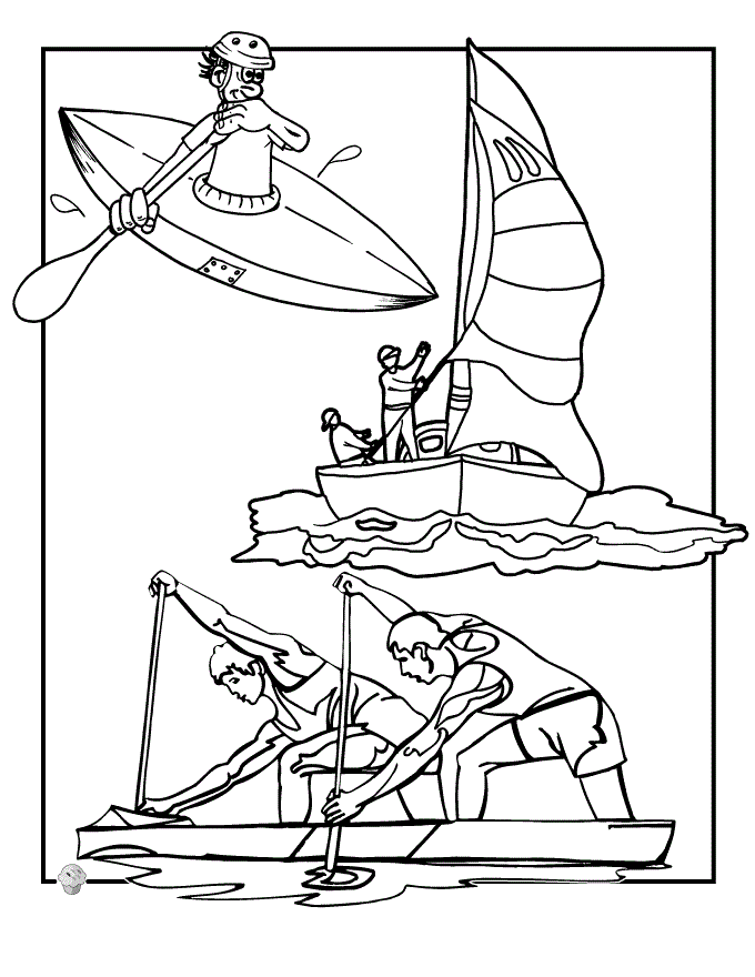 kayaking and rowing coloring pages