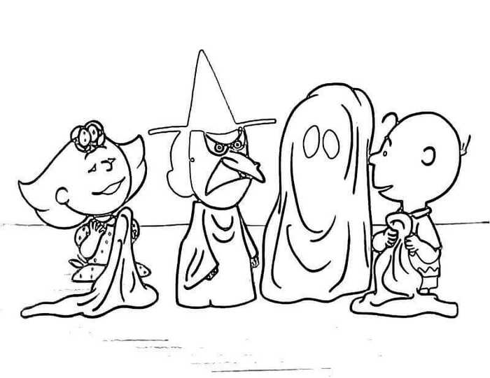 Kids in Custome Halloween Coloring Pages
