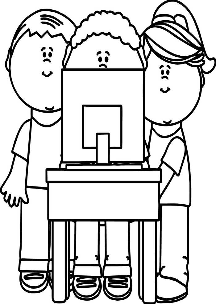 Kids On Computer Coloring Pages