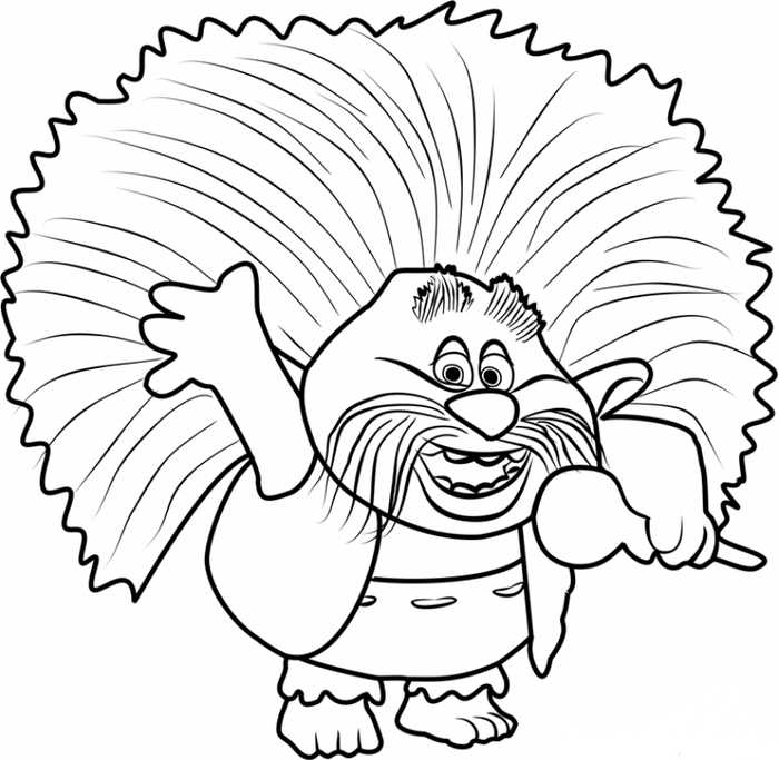 King Peppy Trolls Coloring Page