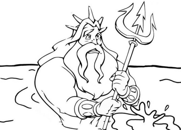 King Triton coming out from sea coloring page