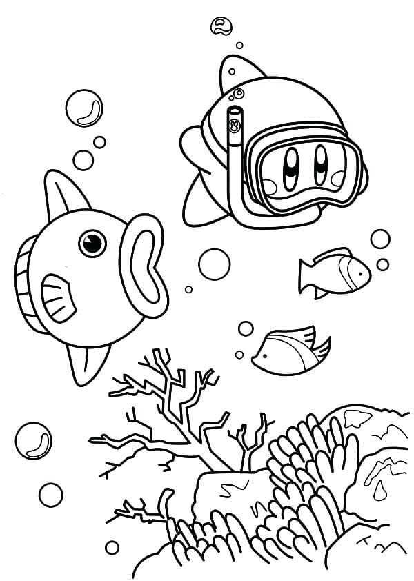 Kirby In Olive Ocean Coloring Page