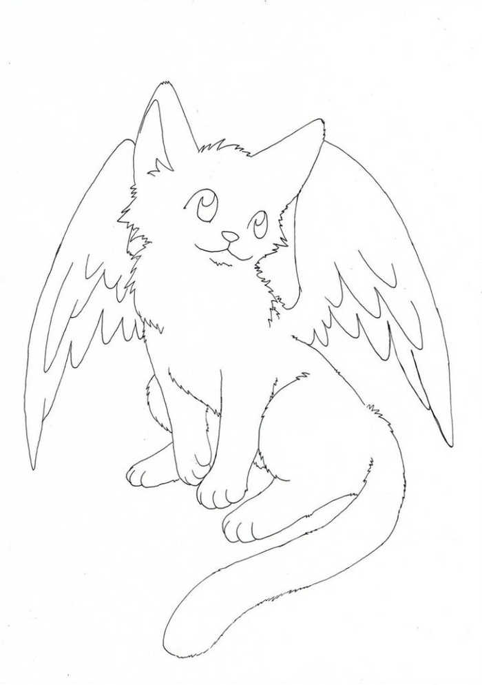 Kitty With Wings Cat Coloring Pages